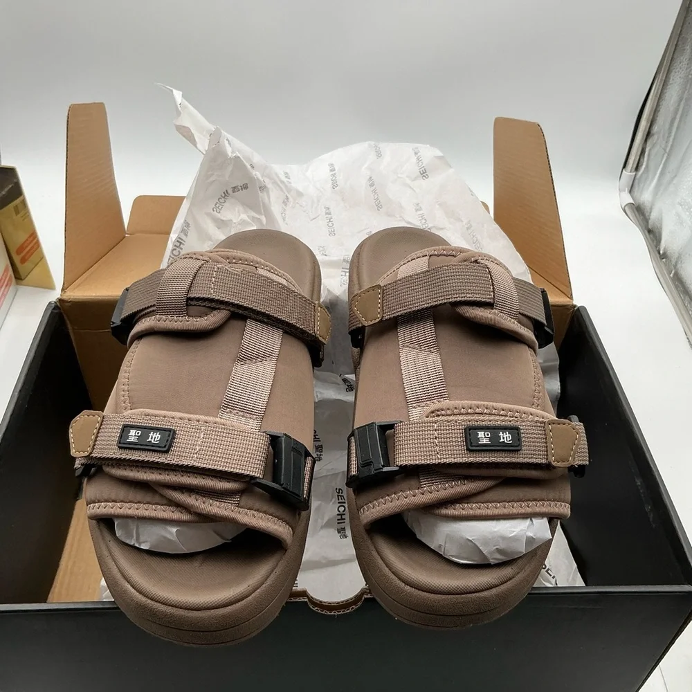 SEICHI YOROI‎ V2 TAN Slide Sandals with Buckle Straps SIZE US10 Euro 43